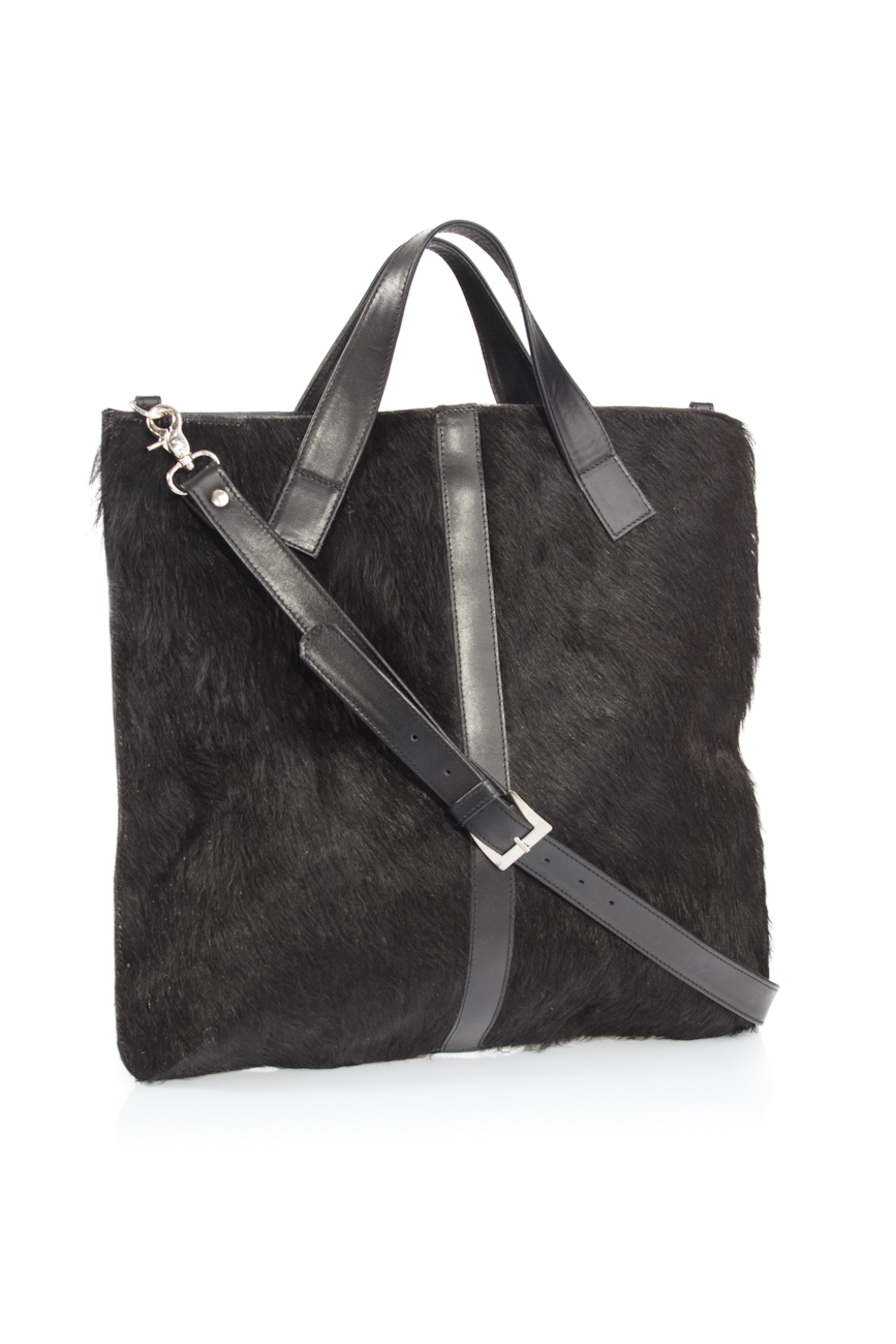 Black fur leather bag Giuka by Nicolaescu Georgiana  image 0