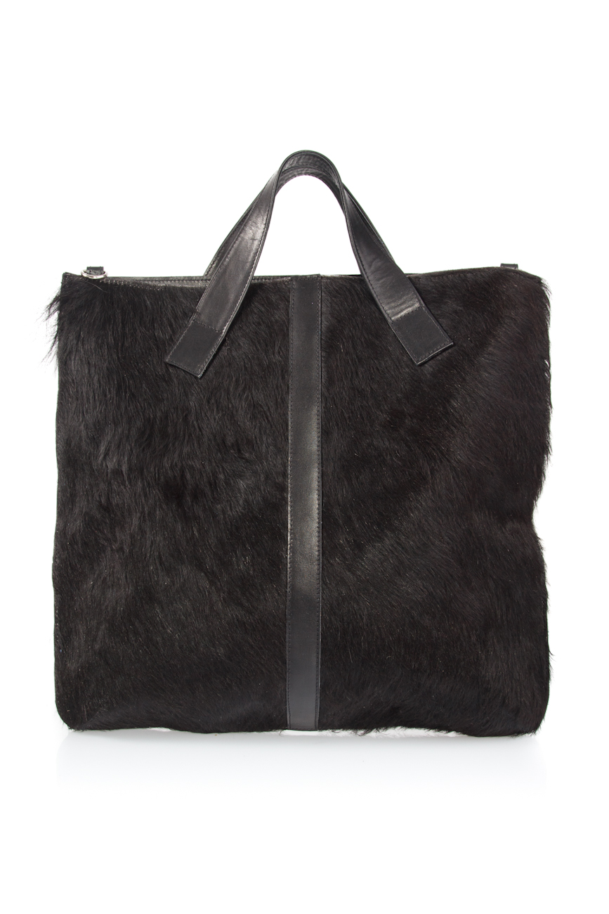 Black fur leather bag Giuka by Nicolaescu Georgiana  image 1
