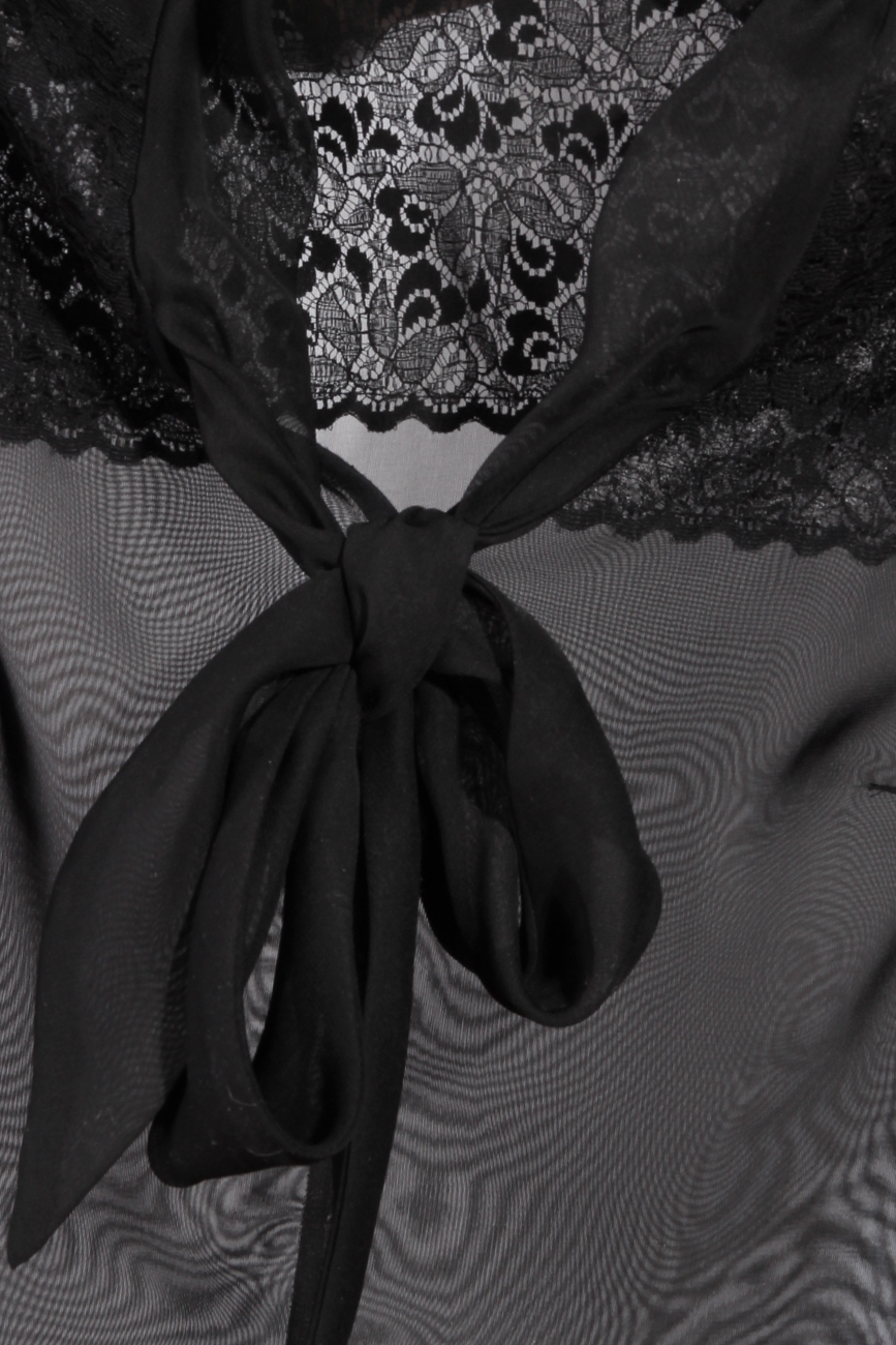 Camasa neagra cu guler-esarfa Cristina Staicu imagine 3