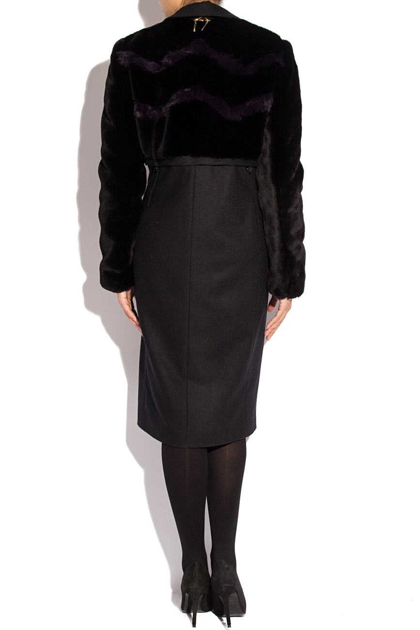 Black fur jacket with detachable sleeves Mirela Diaconu  image 3