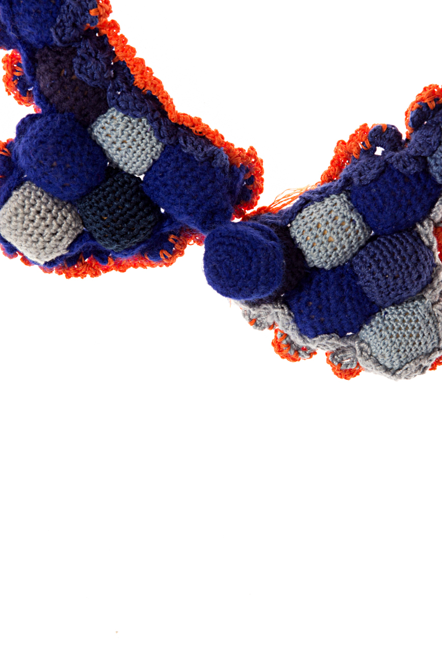 Blue- orange crochet collar necklace Gabriela Urda image 2