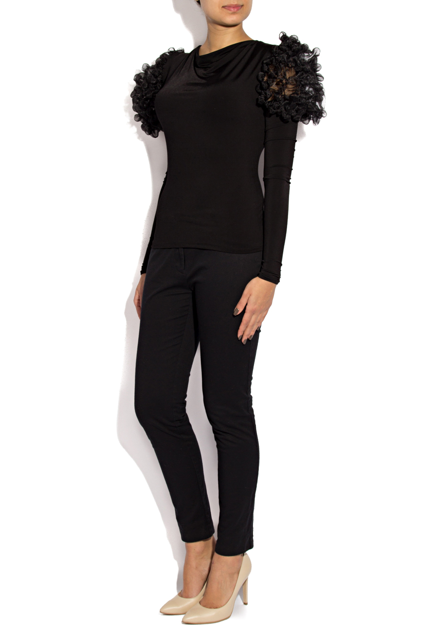 Black blouse with volumised shoulders Mihaela Cirlugea  image 1