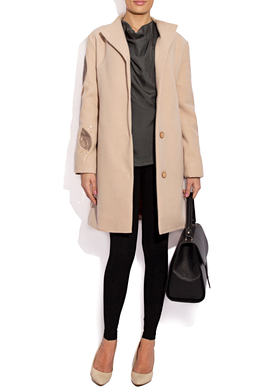 Beige coat with manual painting B.A.D. Style by Adriana Barar image 0