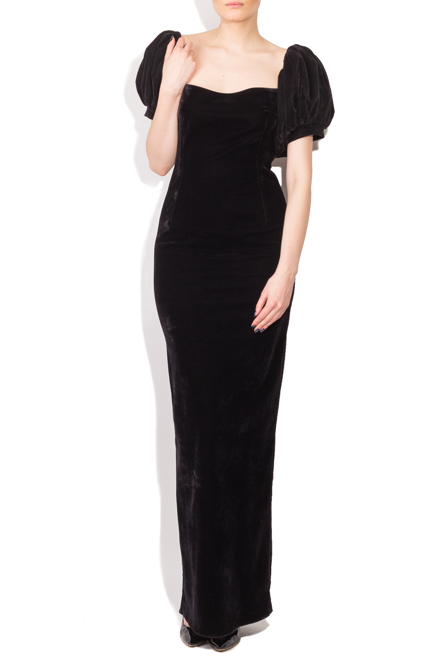 Long velvet  dress with buffed shoulders Dorin Negrau image 0
