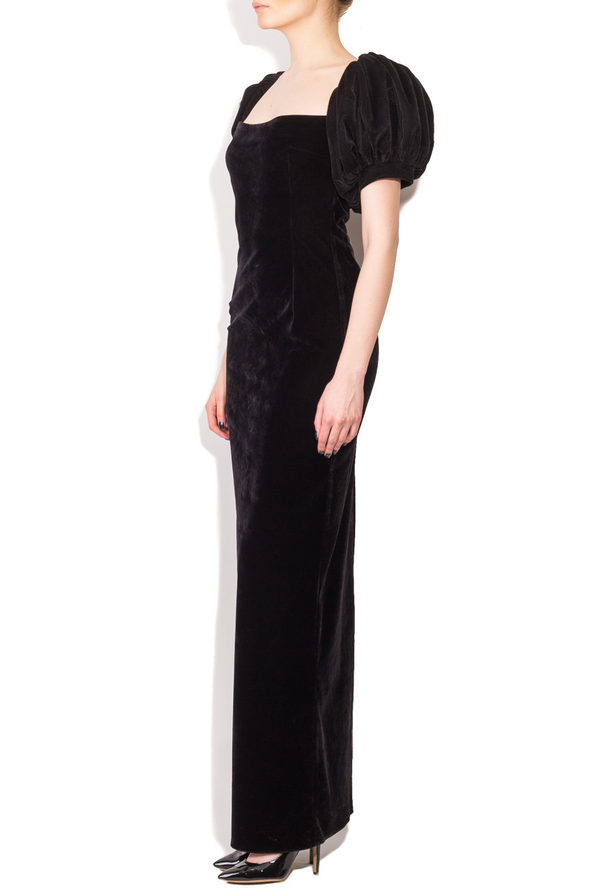 Long velvet  dress with buffed shoulders Dorin Negrau image 1