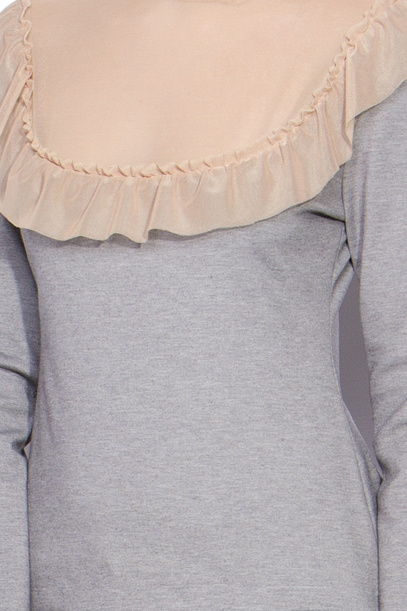 Grey blouse with beige collar Dorin Negrau image 3