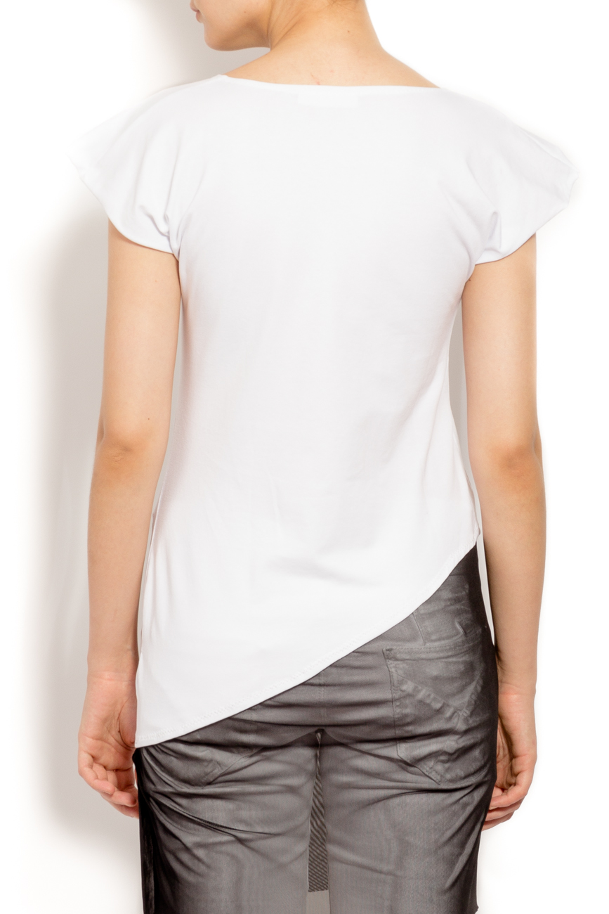 T-shirt blanc à empiècement en voile noir Mihaela Cirlugea  image 2