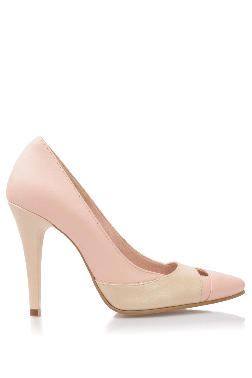 Pink and beige leather pointed pumps PassepartouS image 0