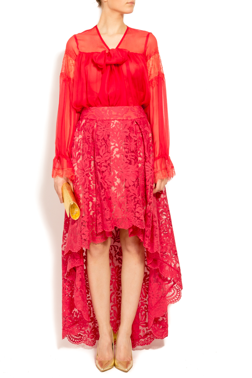 Red lace maxi skirt Elena Perseil image 0