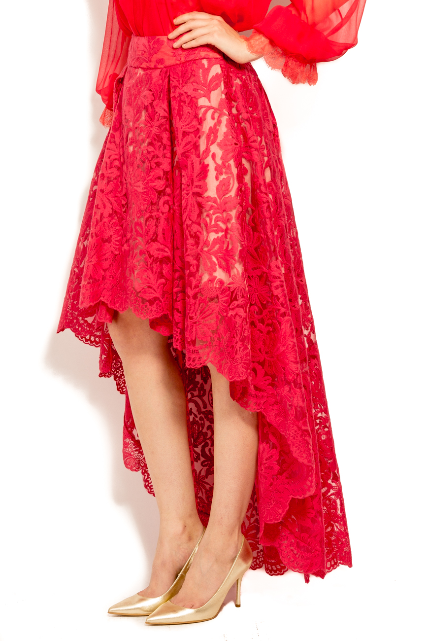 Red lace maxi skirt Elena Perseil image 1