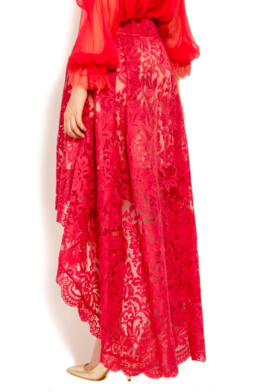 Red lace maxi skirt Elena Perseil image 2