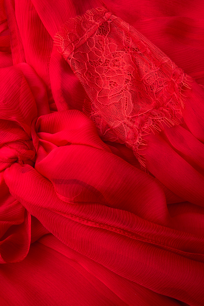 Bluza din matase rosie voal  Elena Perseil imagine 4