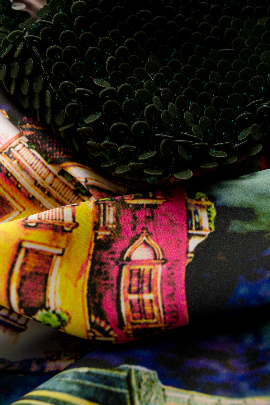 فستان من الحرير متعدد الالوان ذو اضافات من الترتر ايلينا بيرسيل image 4