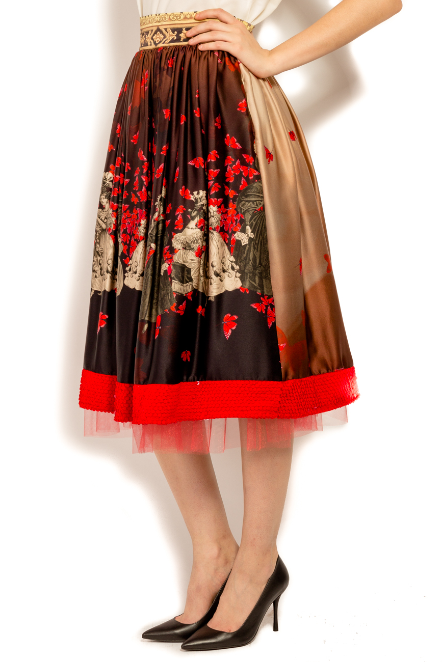Silk skirt with printed red butterflies  Elena Perseil image 1