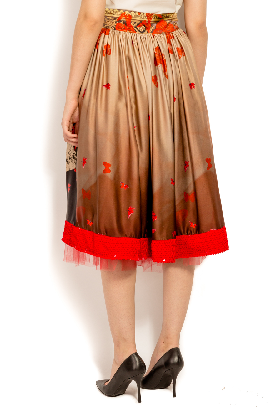 Silk skirt with printed red butterflies  Elena Perseil image 2