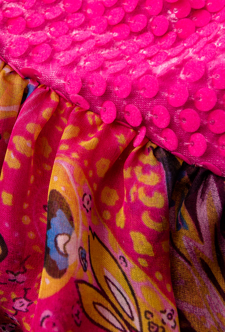 فستان زهري من الحرير ذو اضافات من الترتر ايلينا بيرسيل image 3