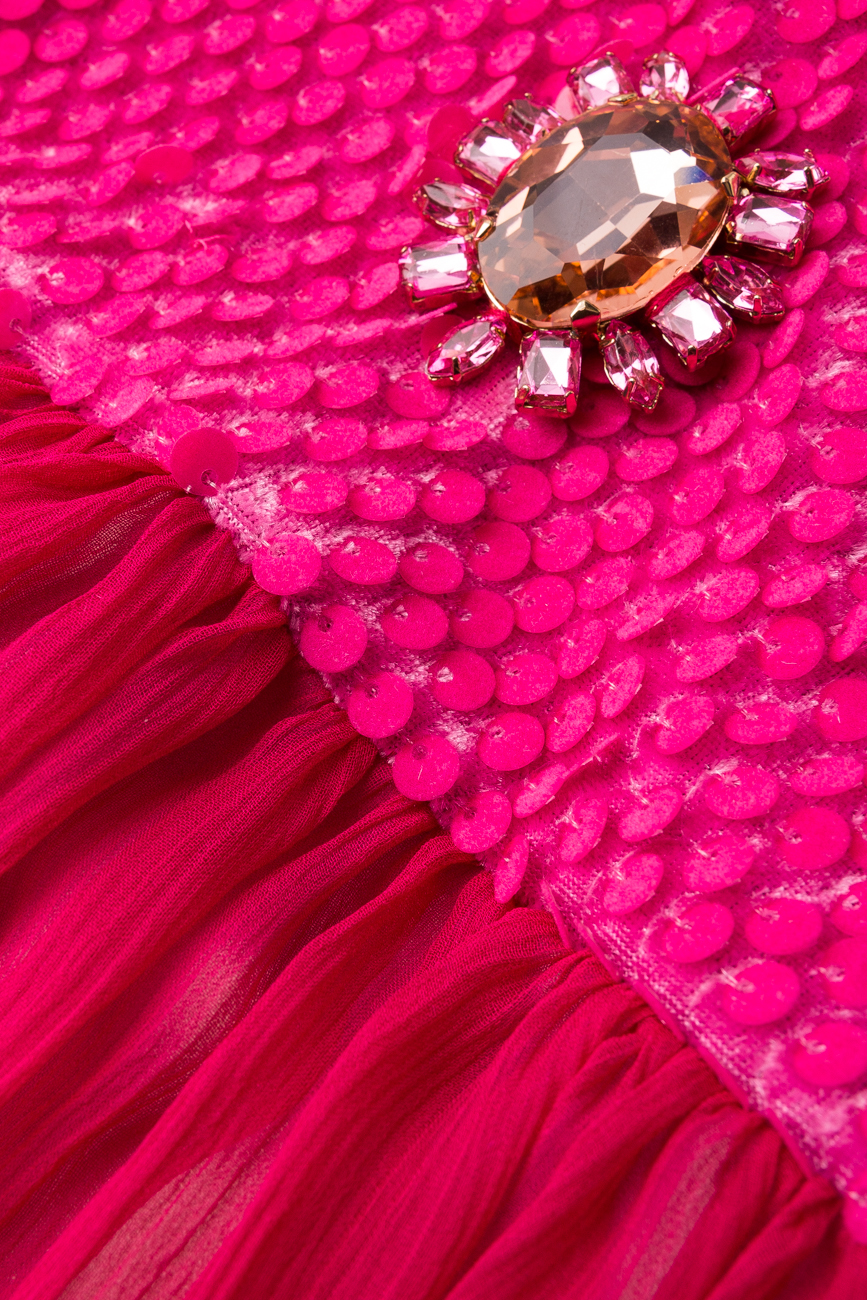 Silk babydoll pink mini dress Elena Perseil image 3