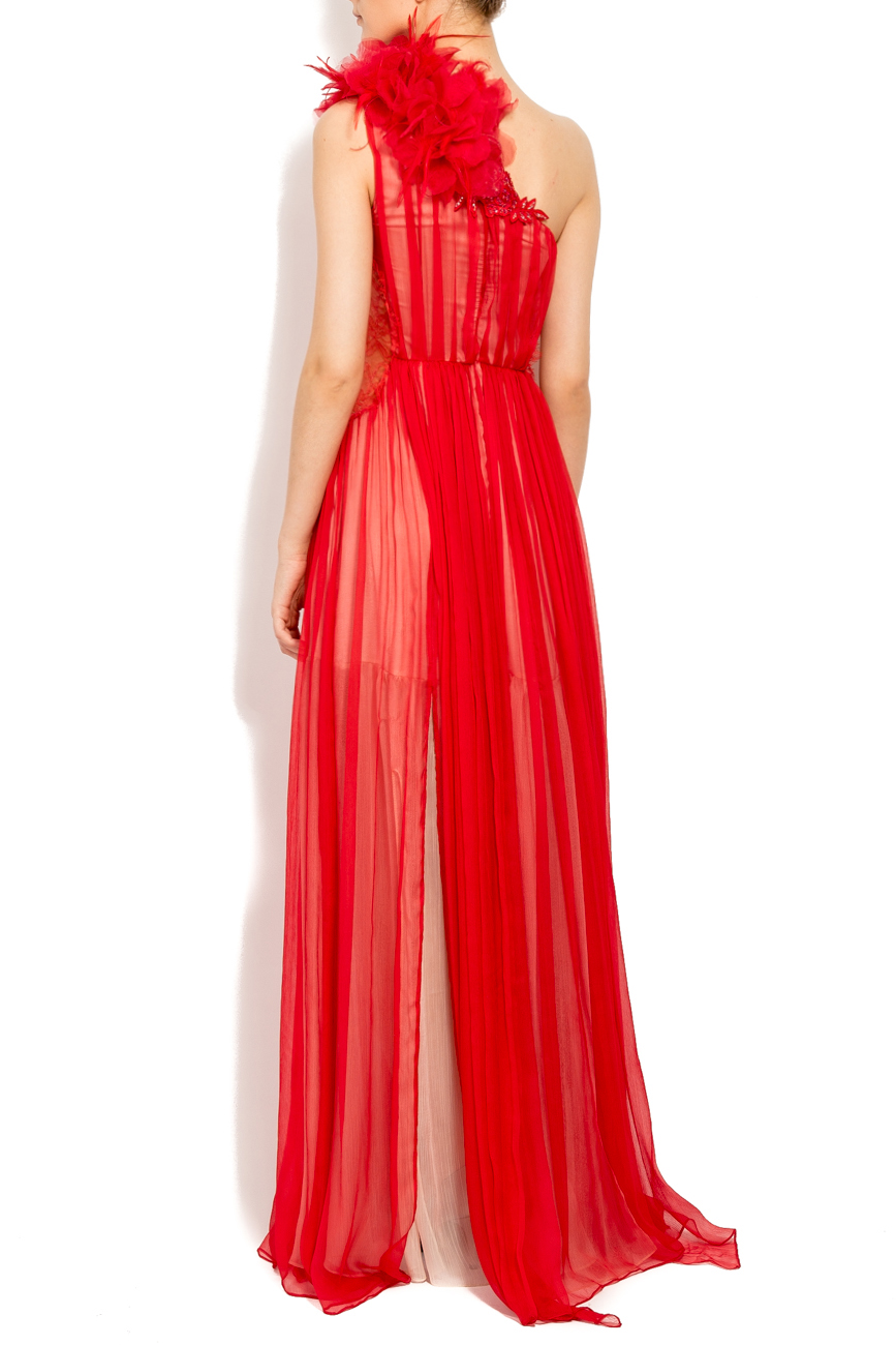 فستان احمر طويل ذو ورده على الكتف ايلينا بيرسيل image 2