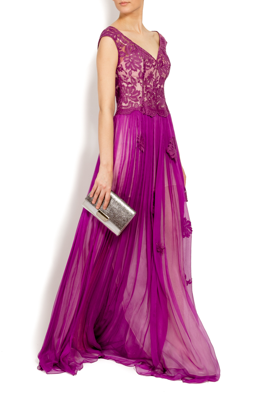 فستان موف طويل ذو اضافات من الورود ايلينا بيرسيل image 1
