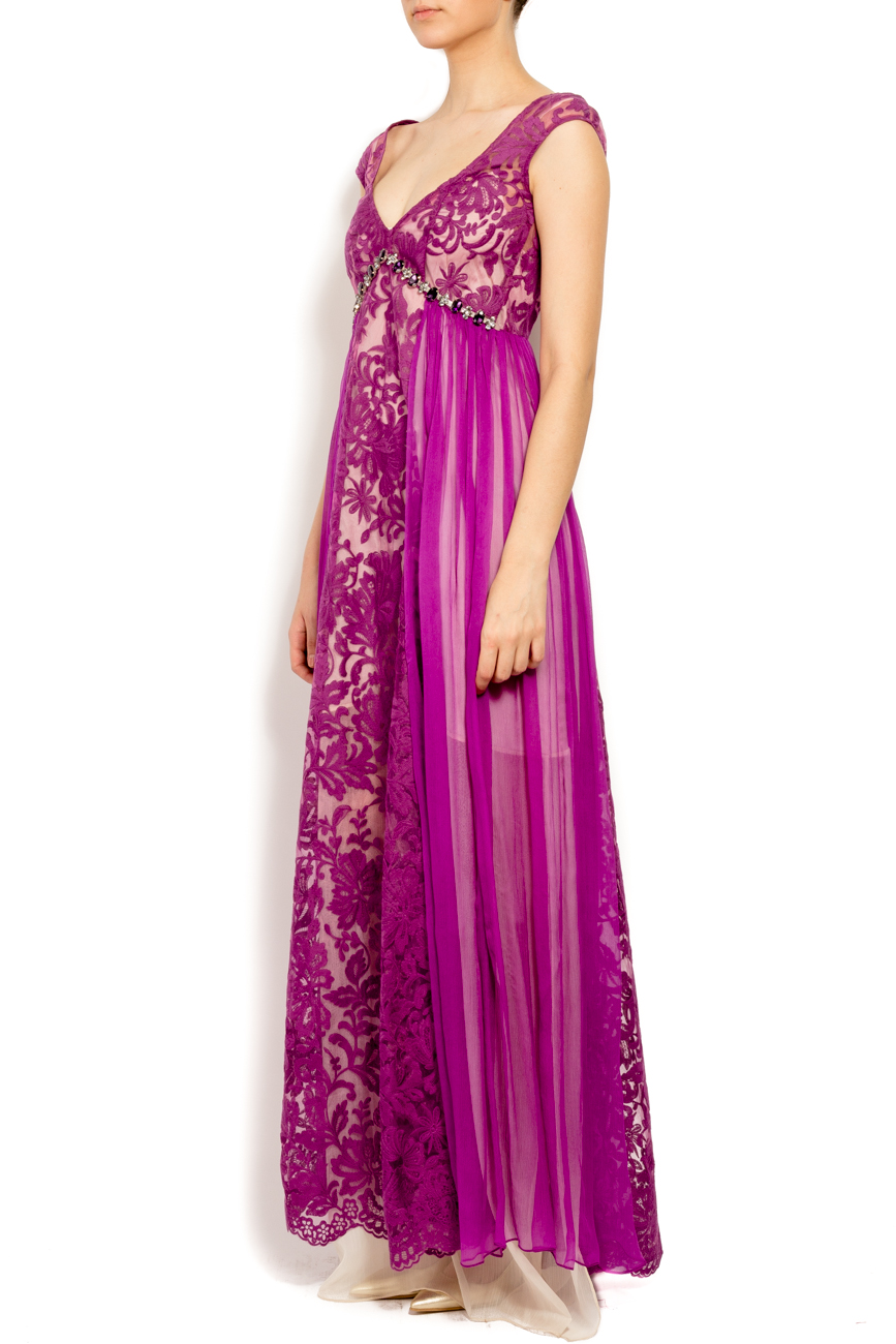 Purple silk maxi dress with crystals Elena Perseil image 1