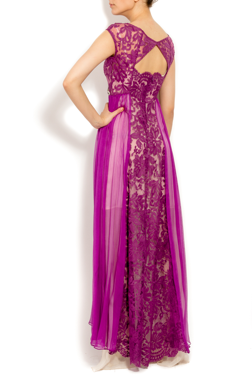 Purple silk maxi dress with crystals Elena Perseil image 2
