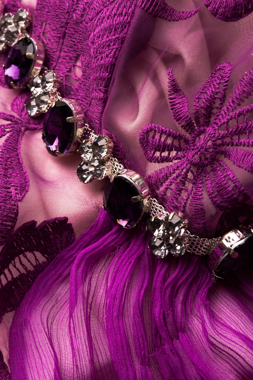 Purple silk maxi dress with crystals Elena Perseil image 4