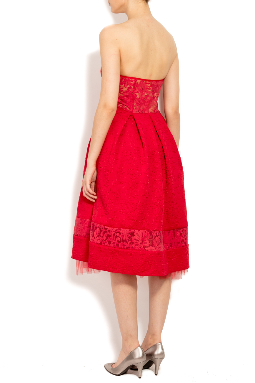 Red corset dress with embroidered crystal waist Elena Perseil image 2