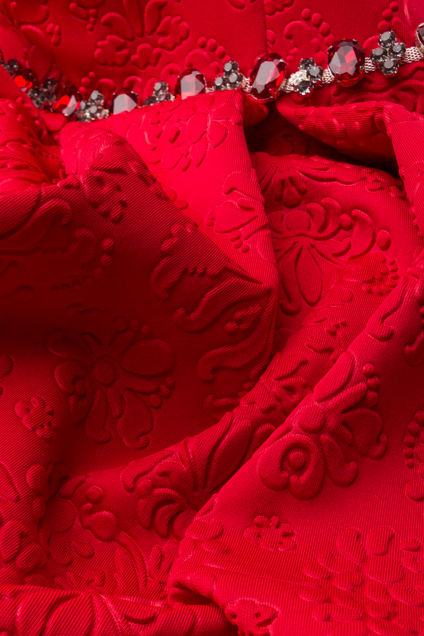 Rochie cu corset rosie, cristale in talie Elena Perseil imagine 4
