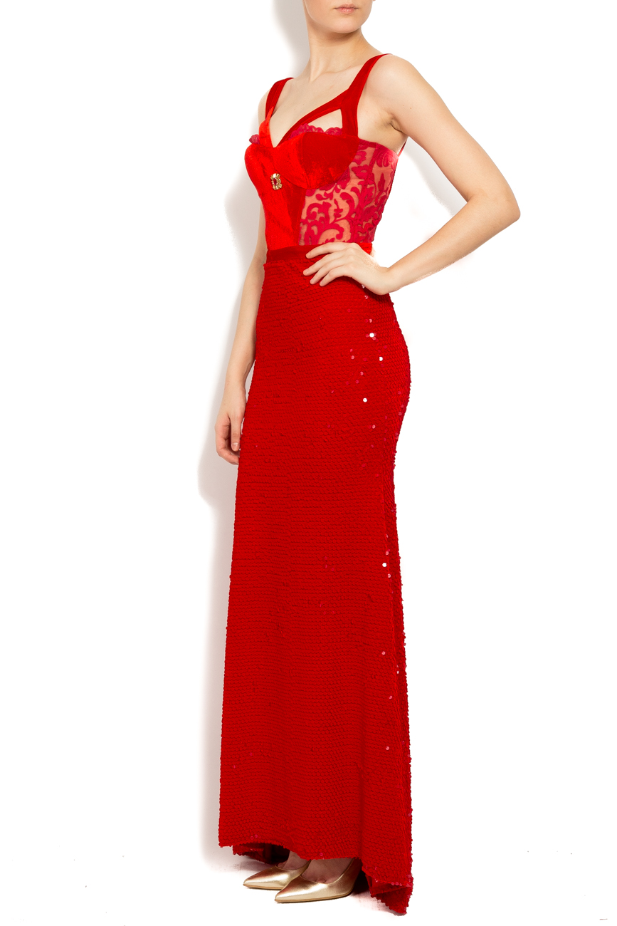فستان احمر طويل من الحرير ايلينا بيرسيل image 1