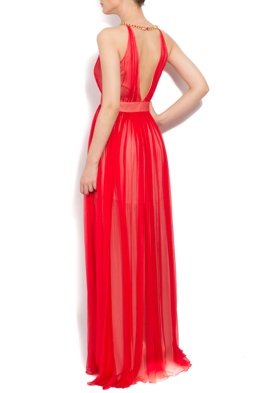 فستان احمر من الحرير ذو احجار على الرقبه ايلينا بيرسيل image 2
