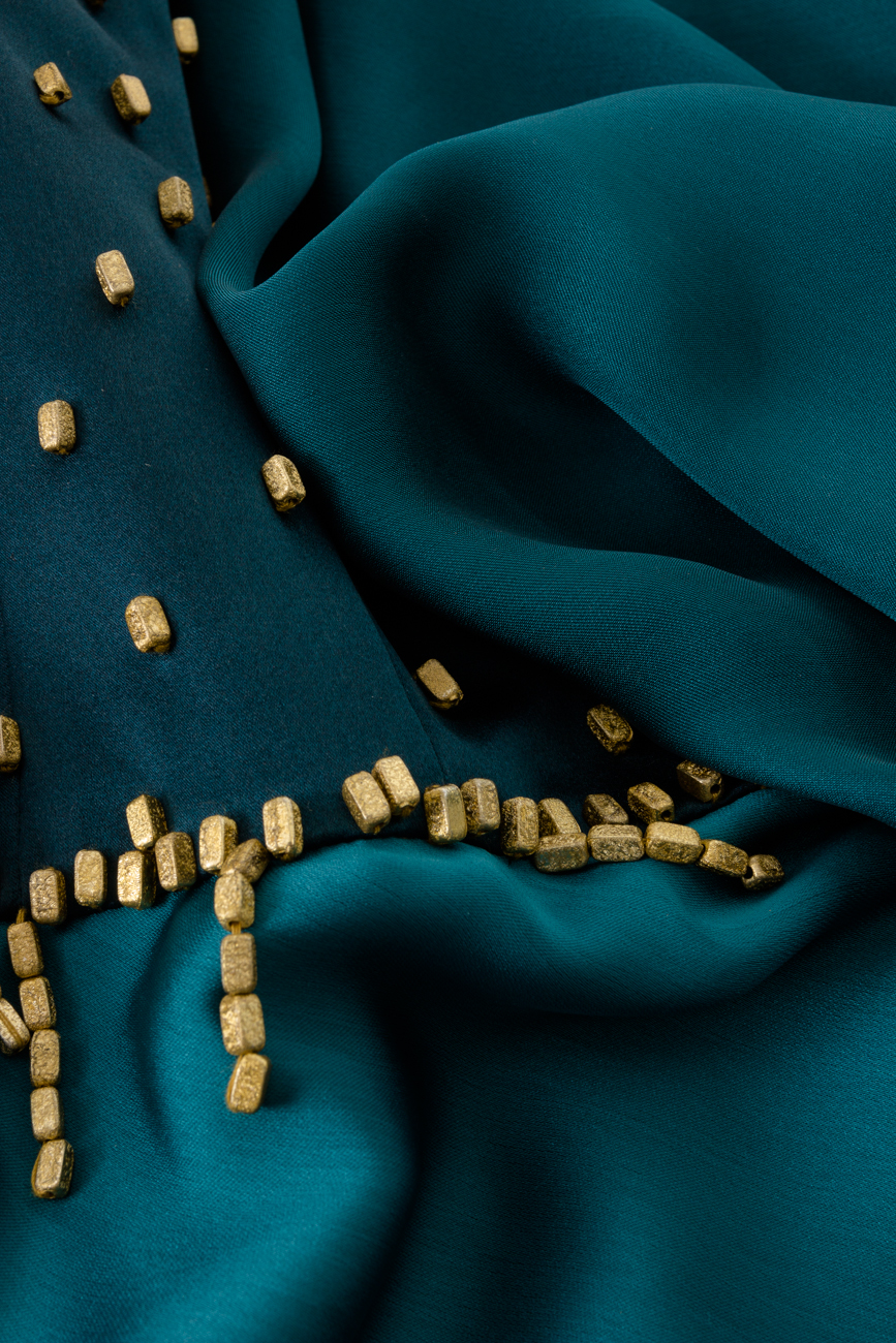 Turquoise silk dress Adriana Agostini  image 3