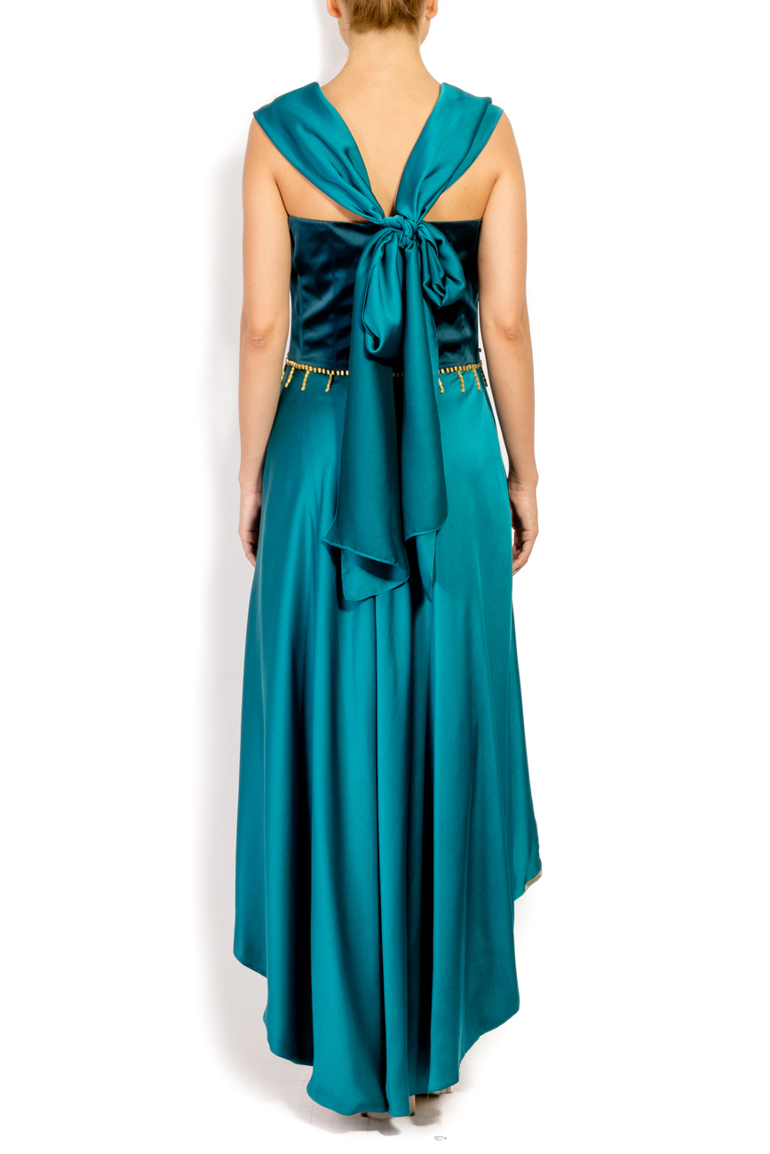 Turquoise silk dress Adriana Agostini  image 2