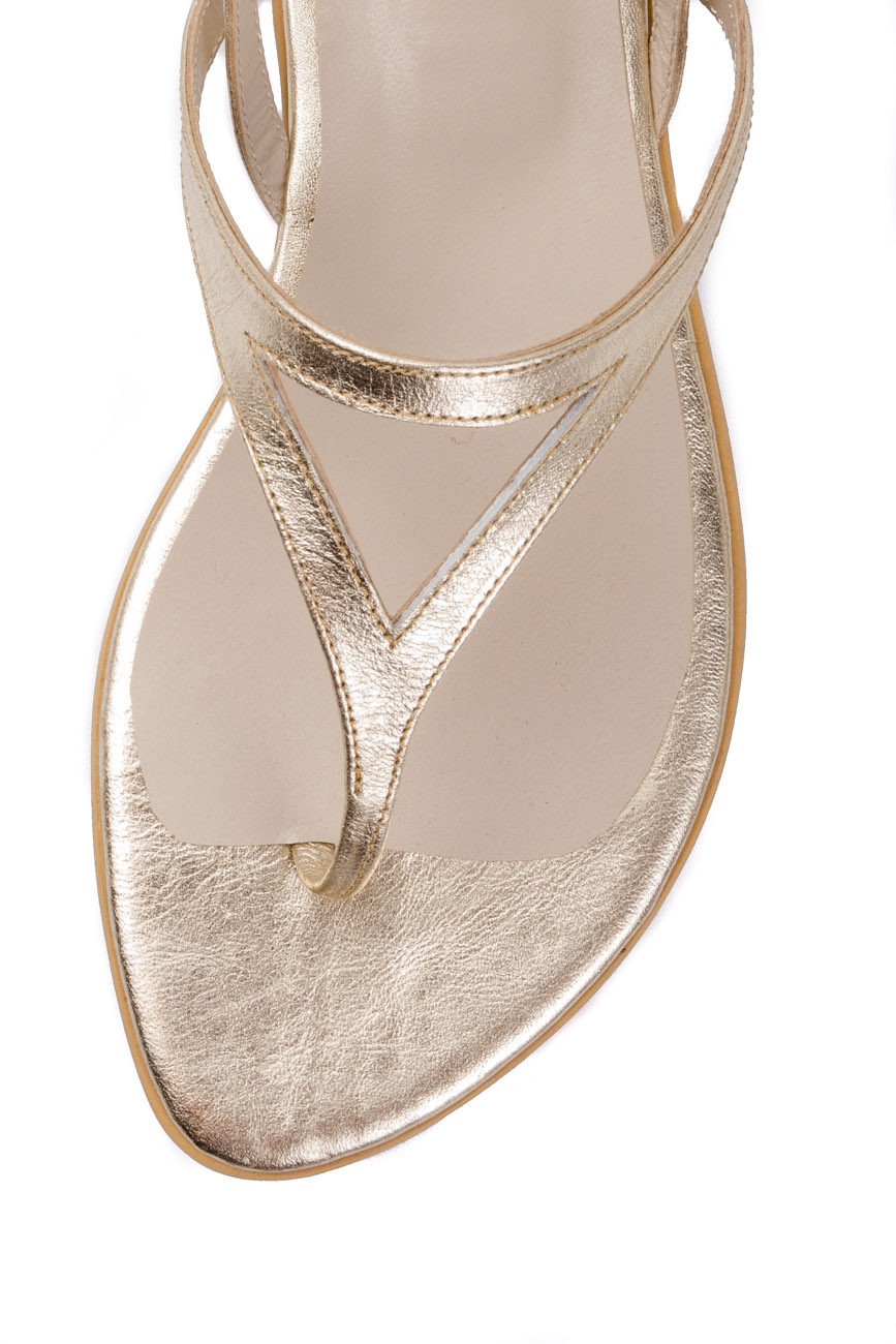 Golden leather sandals Mihaela Glavan  image 3
