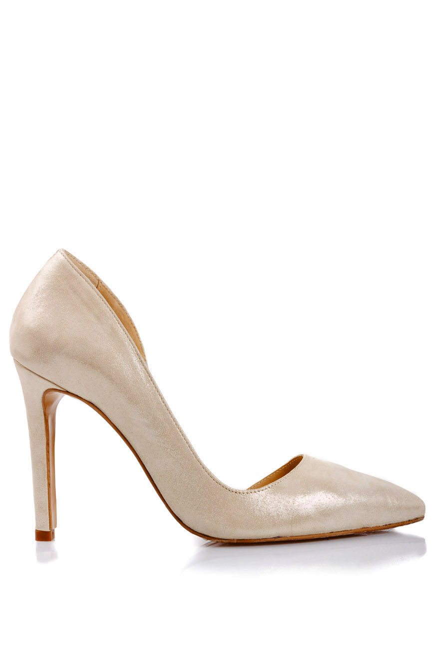 Beige pearl asymmetric leather shoes  Ana Kaloni image 0