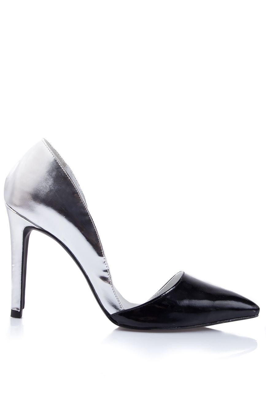 Pantofi decupati negru cu argintiu Ana Kaloni imagine 0