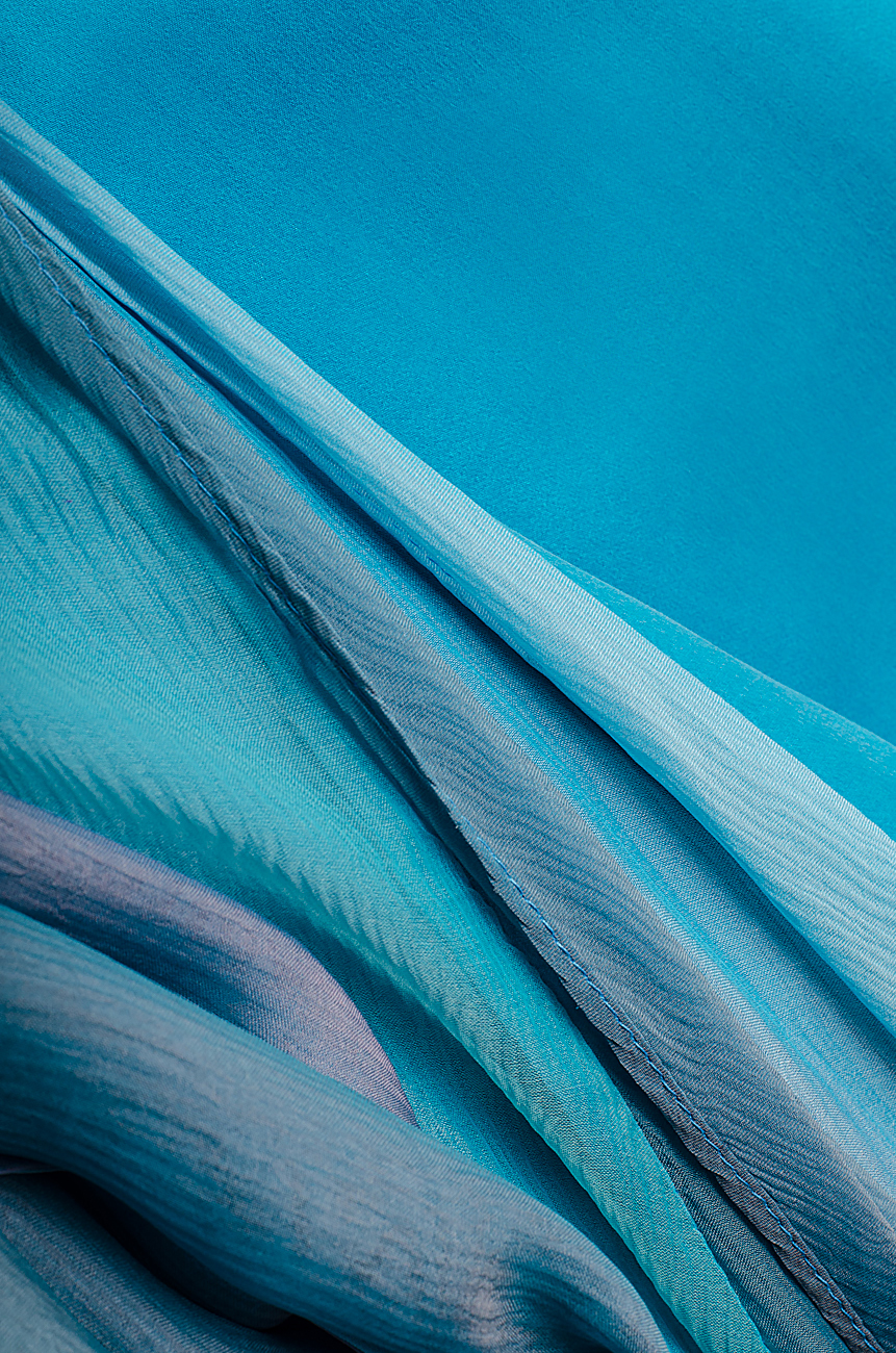 Turquoise asymmetric silk dress Alexandra Ghiorghie image 3