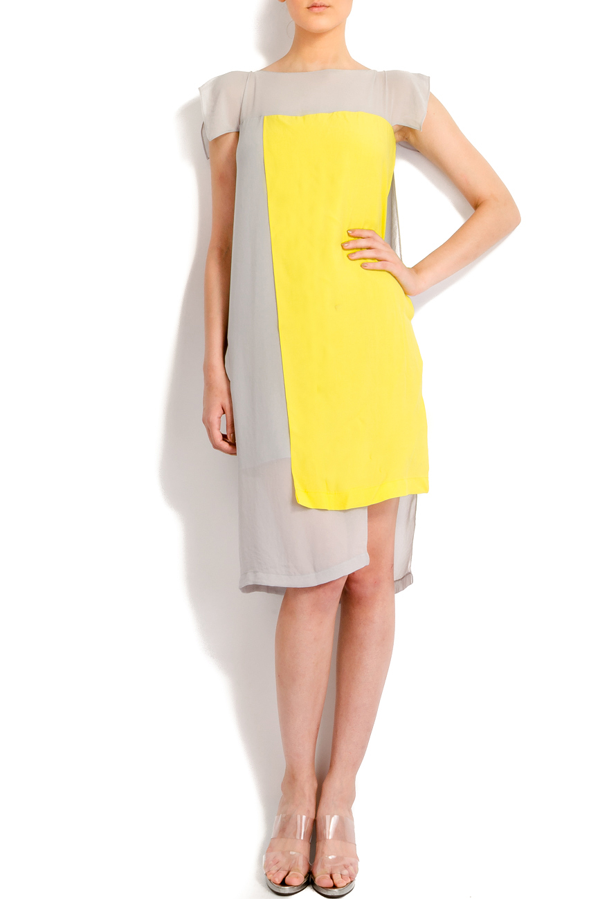 Gray veil dress with yellow panel Rue des Trucs image 0
