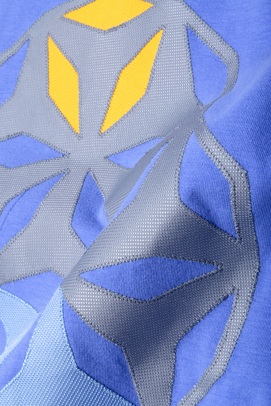 Tricou din bumbac cu aplicatie geometrica in doua culori Crepe Black Collar imagine 3