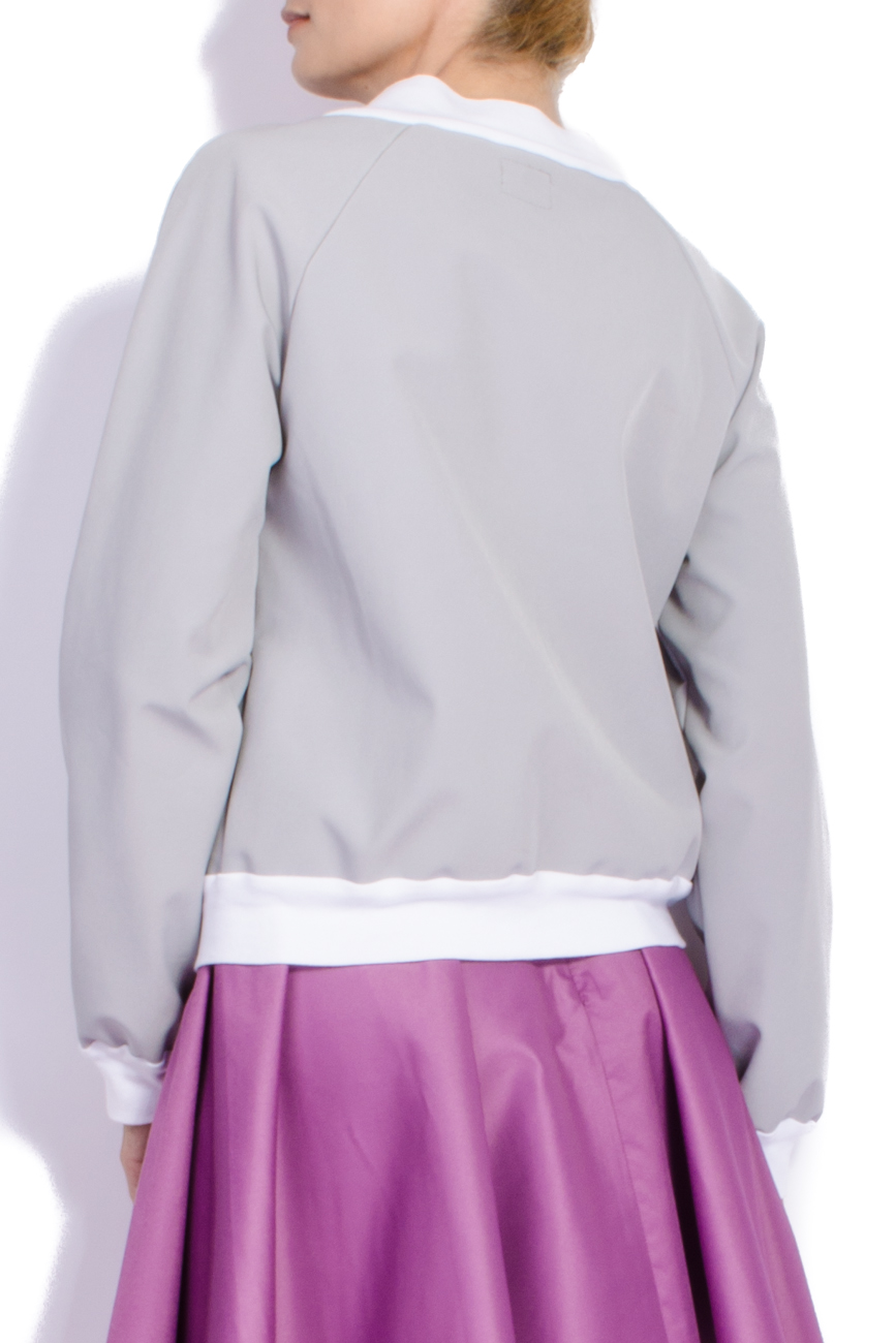 Jacheta din softshell cu aplicatii din fas Crepe Black Collar imagine 2