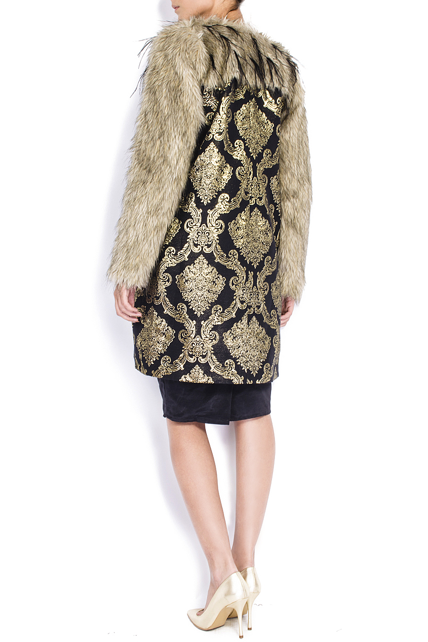Printed brocade faux fur coat  Simona Semen image 2