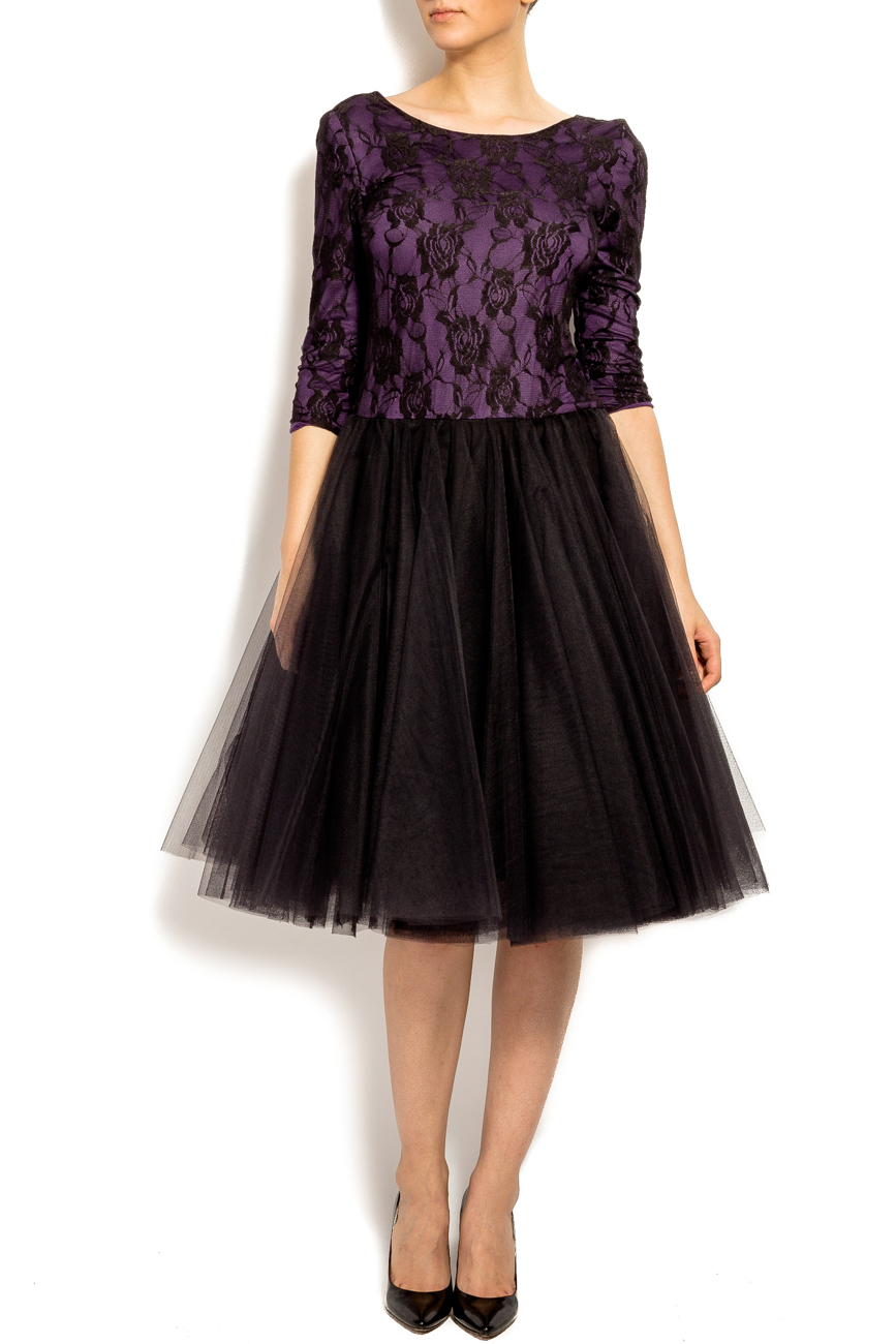 Robe violette à jupe en tulle noir Arina Varga image 0