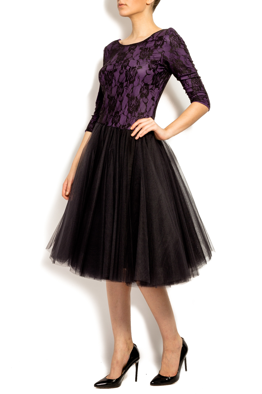 Robe violette à jupe en tulle noir Arina Varga image 1