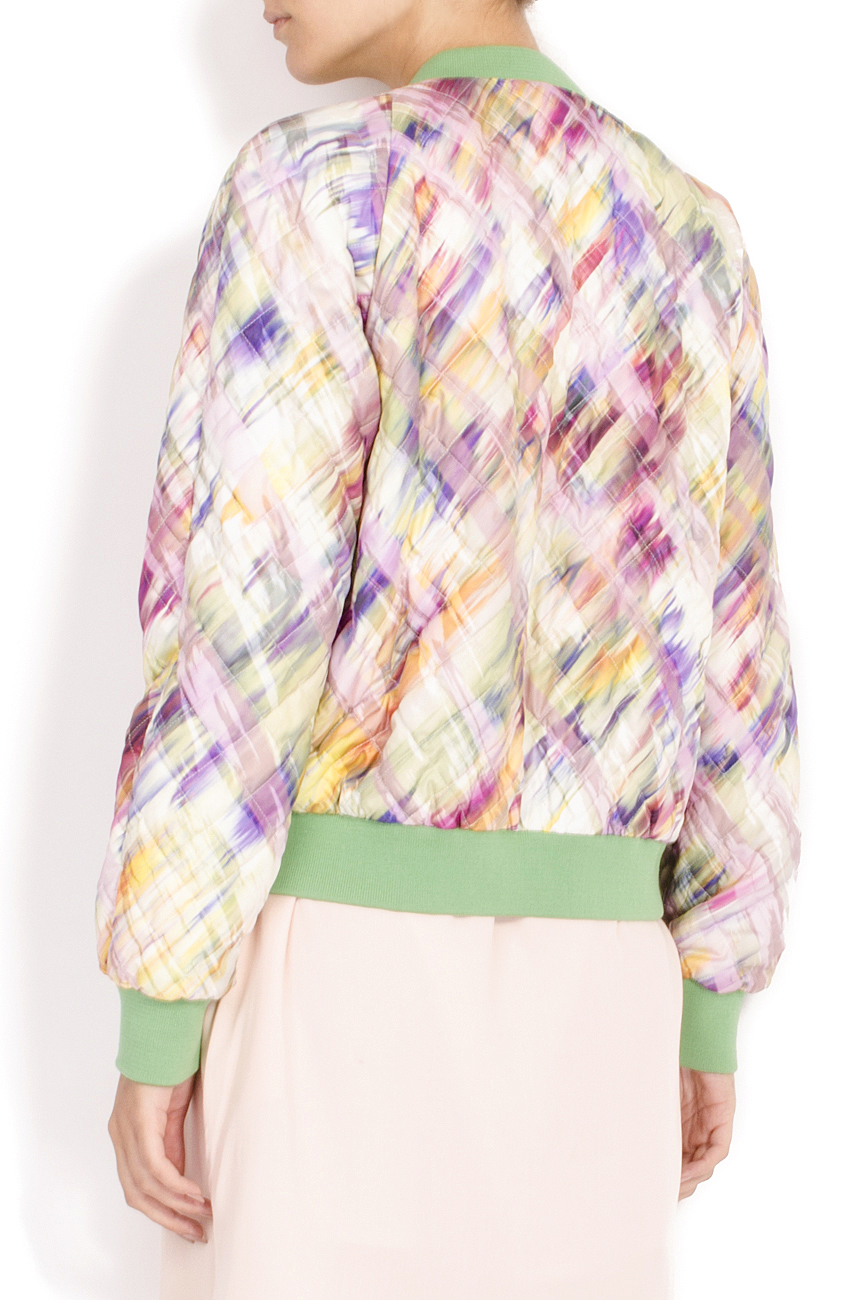 Motley print quilted satin bomber jacket  Antoanelle image 2