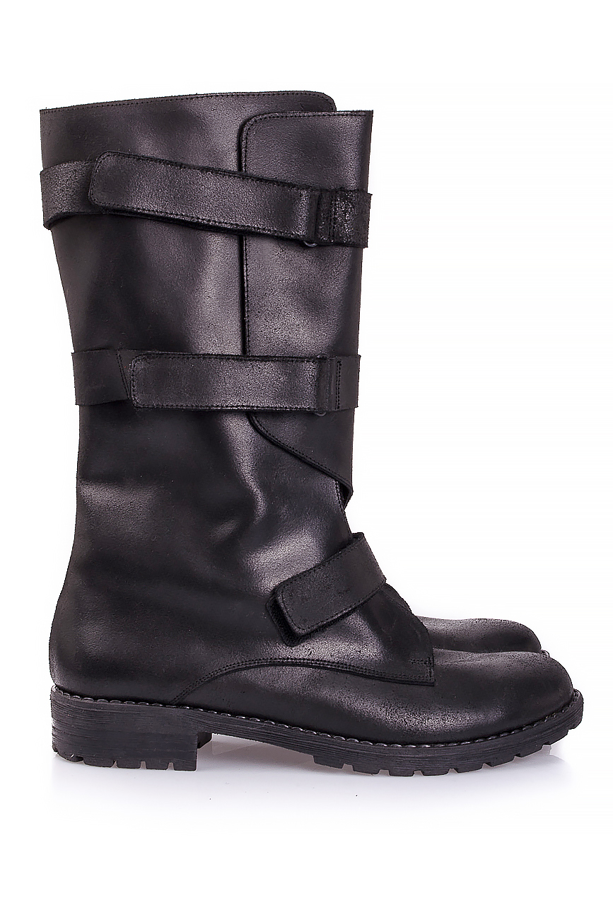 Handwriting Amazing Porter Leather biker boots - Flat Shoes made to measure