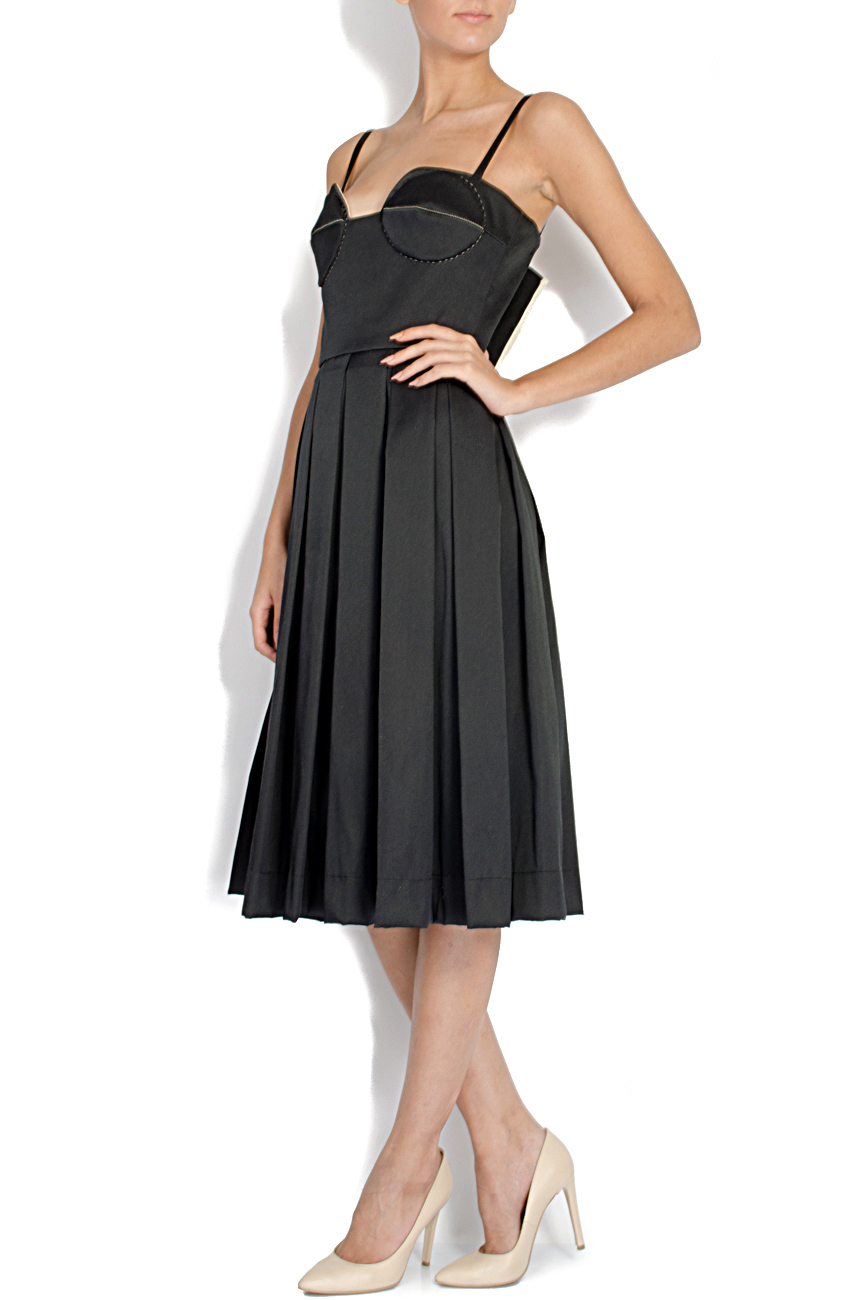 Mesh-trimmed silk and cotton-blend satin dress Strike a Pose image 0