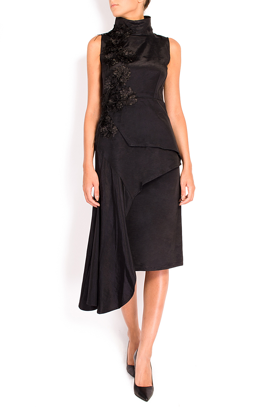 Asymmetric ruffled silk-blend dress Simona Semen image 0
