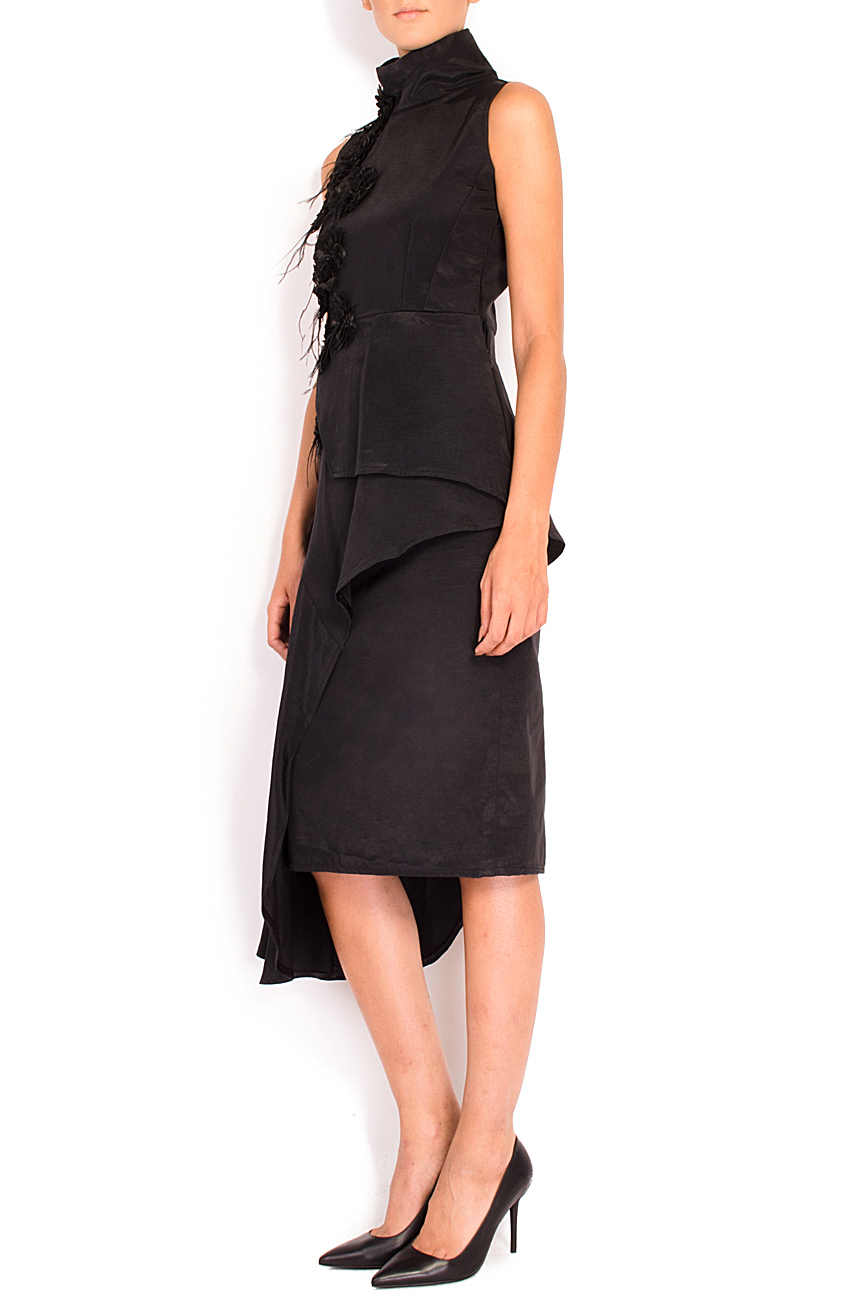Asymmetric ruffled silk-blend dress Simona Semen image 1