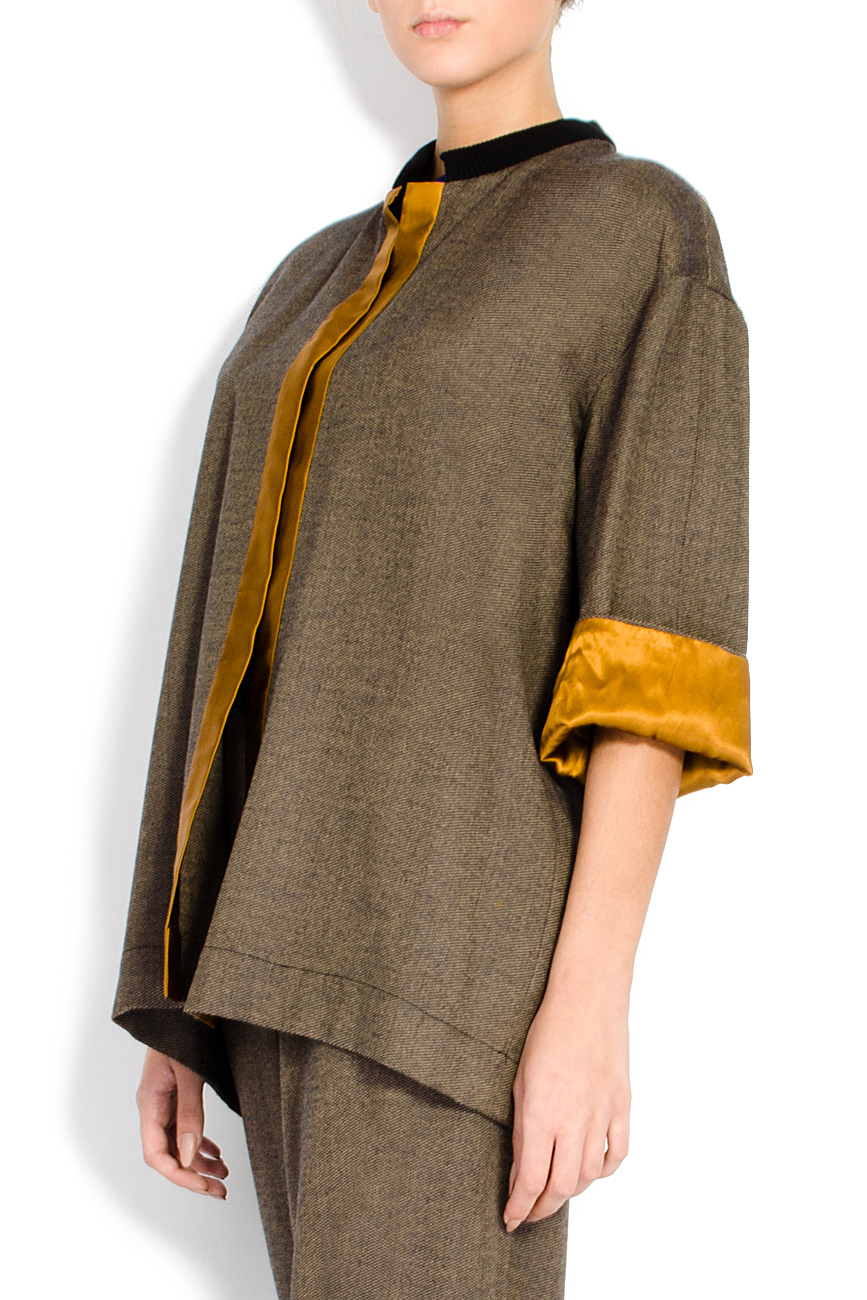 Oversized silk and wool-blend 