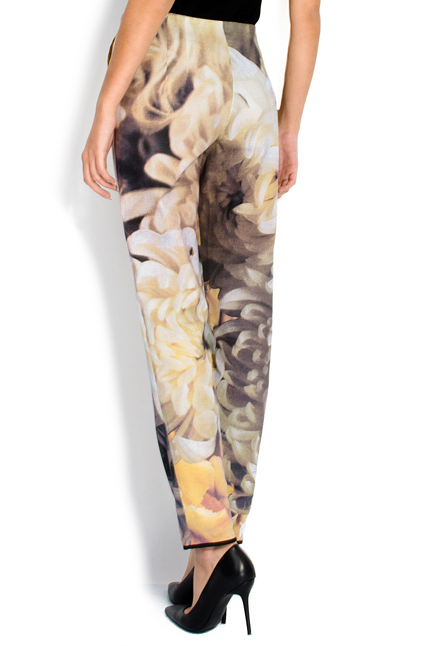Floral-print silk tapered 