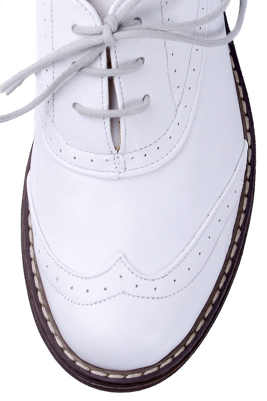 Pantofi din piele albi Oxford  PassepartouS imagine 3